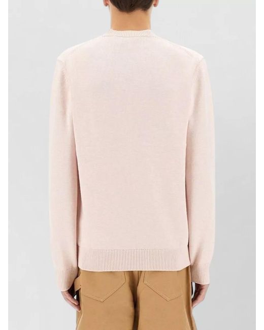 J.W. Anderson Pink Logo Knit Sweater Ribbed Cuffs Hem Neckline for men