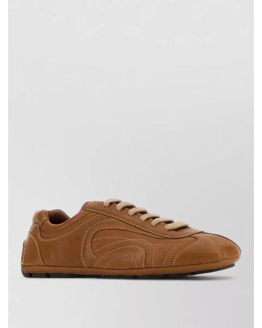 Prada Brown Nappa Leather Low-Top Sneakers for men