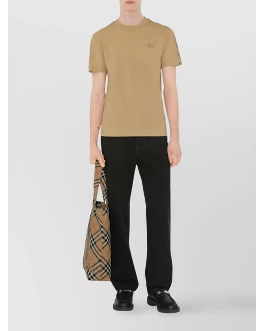 Burberry Natural Cotton Slim-Fit Check-Trim T-Shirt for men