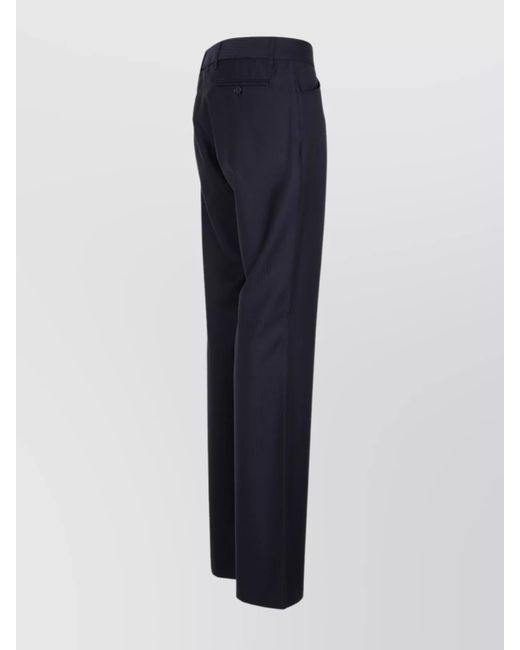 Etro Blue Wool Bootcut Trousers Pinstripe Print for men