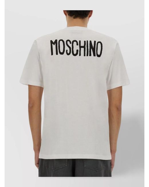 Moschino White "Graphic Message Print" T-Shirt for men