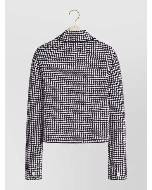 Dior Multicolor Knit Jacket Houndstooth Long Sleeves Pockets