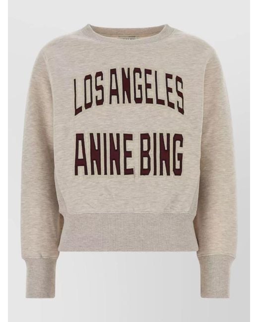 Anine Bing Natural Cotton Relaxed-Fit Embroidered Sweatshirt