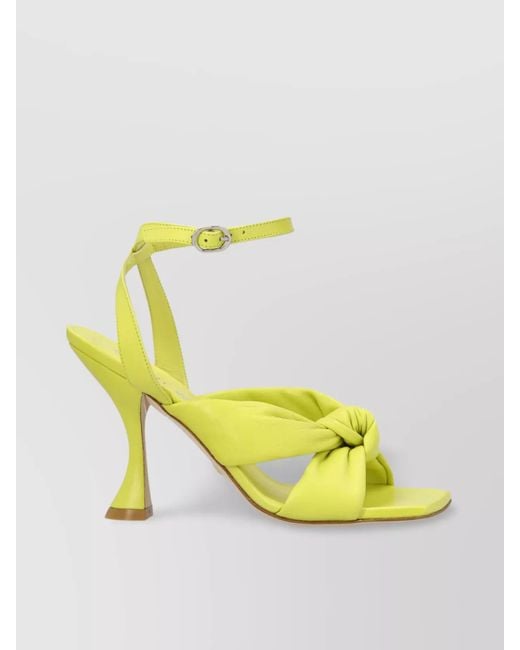 Stuart Weitzman Yellow 'Knotted Ankle Strap Leather Sandals'