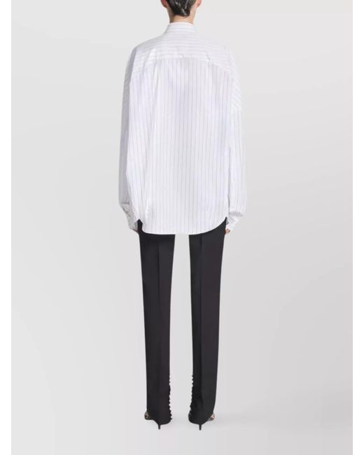 Dries Van Noten White Striped Cotton Long-Sleeve Shirt