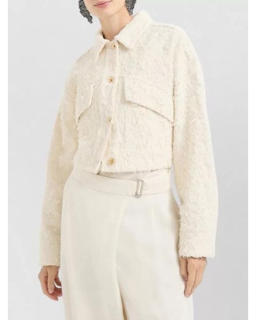 Brunello Cucinelli Natural Tailored Cropped Jacket Long Sleeves Collar