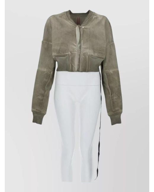 Rick Owens White Denim Cropped Bomber Jacket