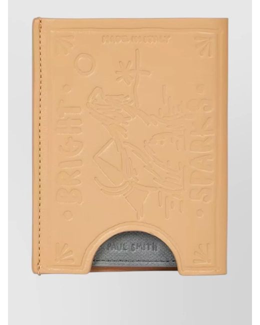 Paul Smith Natural Matchstick Embossed Leather Slim Card Holder for men