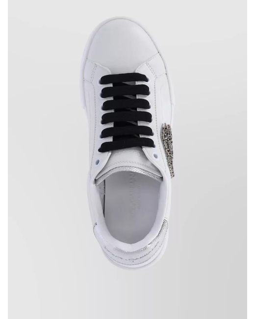 Dolce & Gabbana White Low Top Lace Up Casual Rubber Sole
