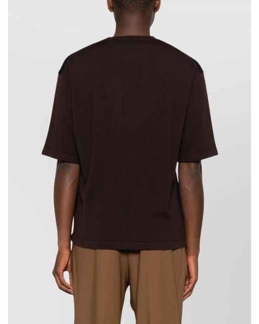 Lanvin Blue Wool Colour-Block Short-Sleeve T-Shirt for men