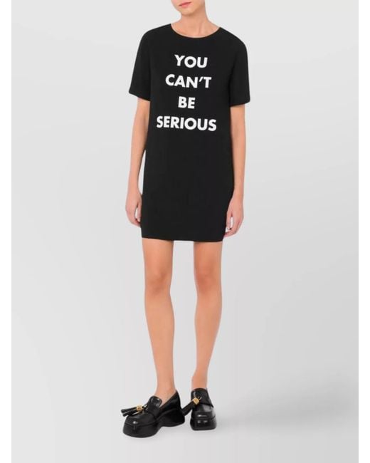 Moschino Black Serious Print Mini Dress