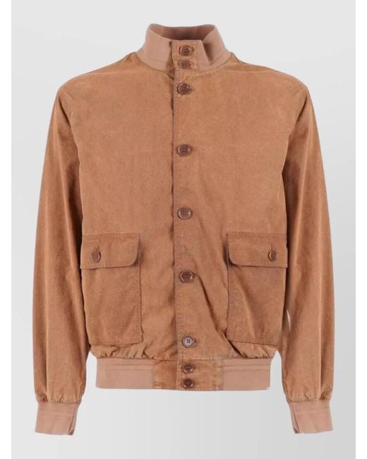 Aspesi Brown Il Solito High Collar Zip Jacket for men