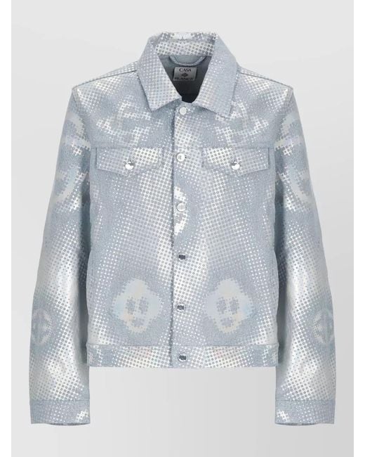 Casablanca Blue Short Cotton Jacket Collar Neckline for men