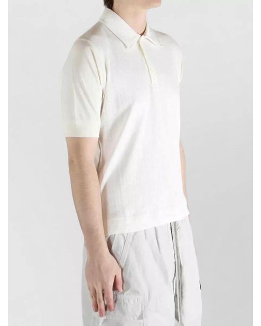 Dries Van Noten White Short Sleeves Polo Shirt Ribbed Cuffs for men