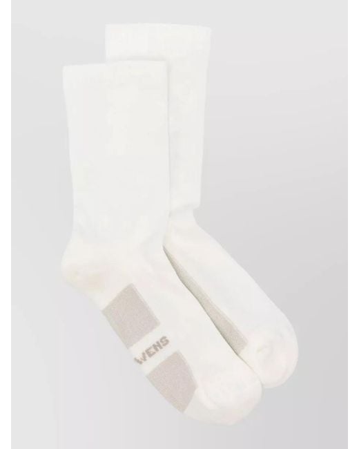 Rick Owens White Sparkle Socks Contrast Heel Toe Ribbed