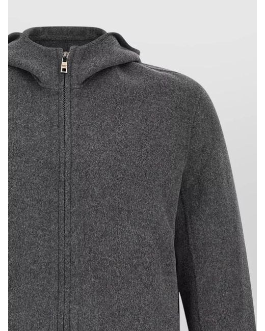 Giorgio Brato Gray Cashmere Wool Hooded Single Breasted Coat for men