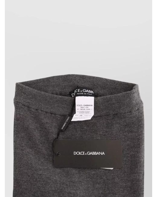 Dolce & Gabbana Gray Cashmere Ribbed Slim-Fit Leggings