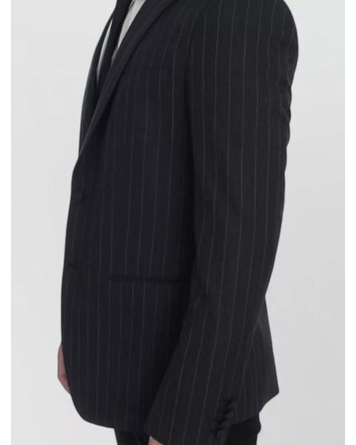 Dolce & Gabbana Blue Striped Slim-Fit Wool Blazer for men