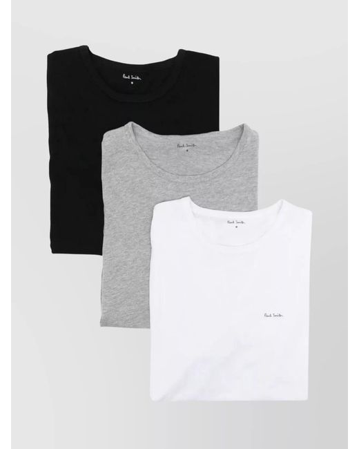 Paul Smith Black Organic Cotton Logo Print Crew Neck T-Shirt 3-Pack for men