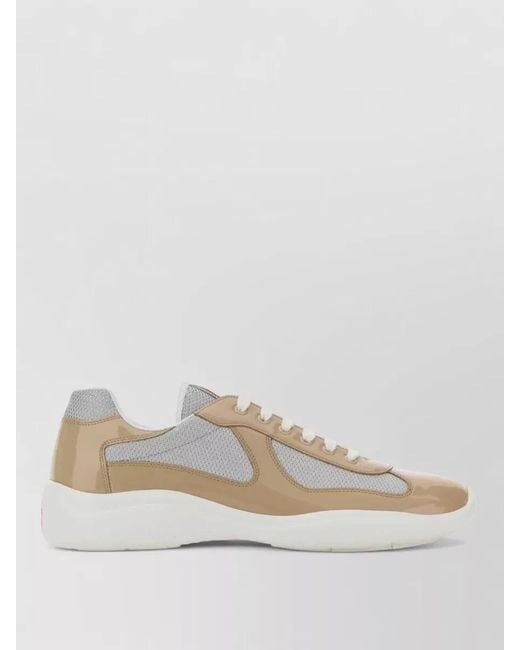 Prada White Leather Fabric America S Cup Sneakers for men