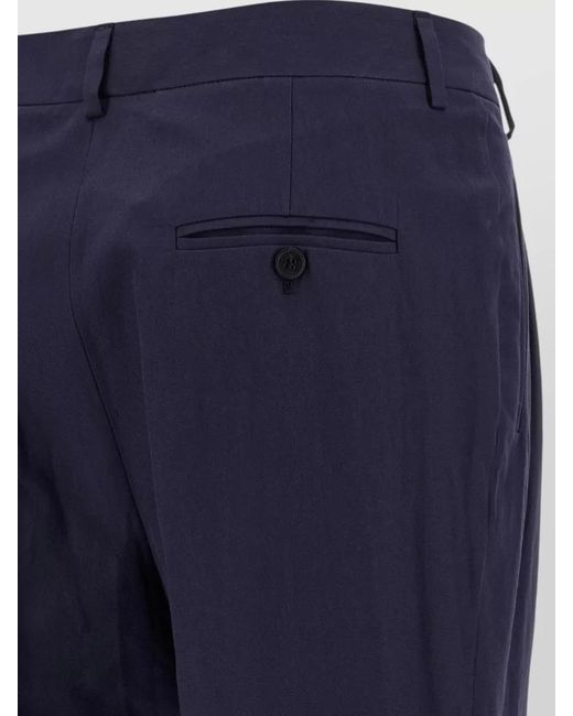 Alberto Biani Blue Albertino Tailored Pants Pleats Cuffs Belt Loops