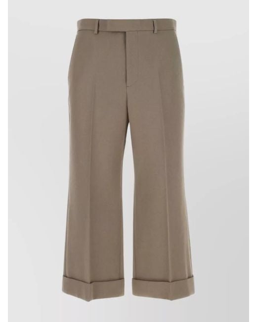 Gucci Natural Wool Wide-Leg Cropped Trousers for men
