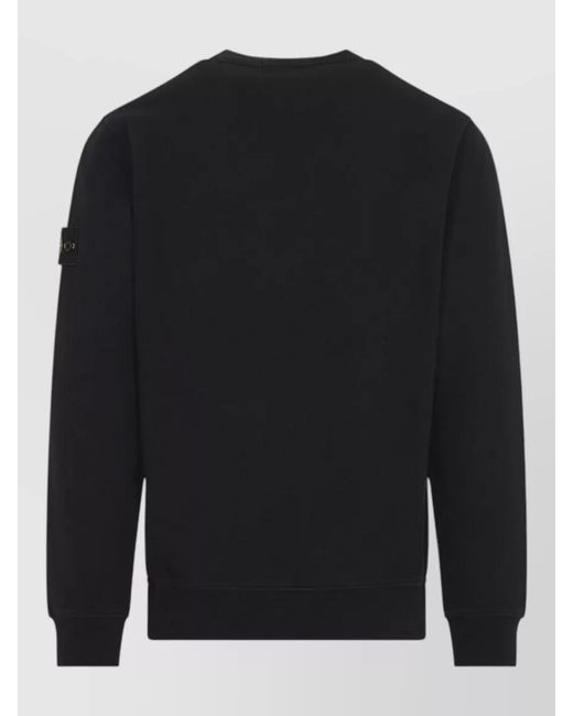 Stone Island Blue Logo Crewneck Cotton Sweatshirt Regular Fit for men