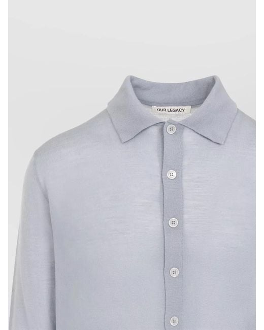 Our Legacy Blue Merino Wool Relaxed-Fit Cardigan for men