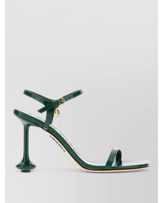 Loewe Green Leather Toy Sandals Stiletto Heel Charm