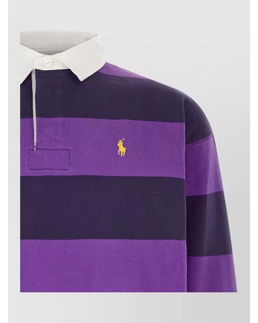 Polo Ralph Lauren Purple Striped Long-Sleeve Rugby Polo Shirt for men