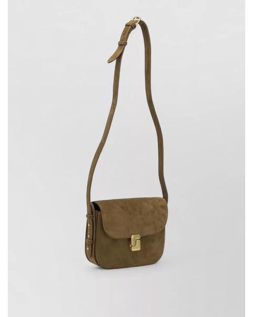 Soeur Green Bellissima Mini Suede Crossbody Bag Buckle