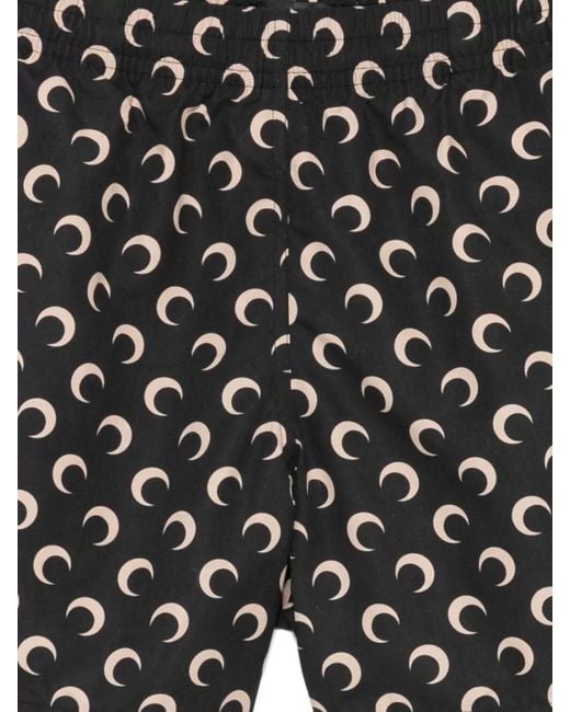 MARINE SERRE Black Lunar Motif Swim Shorts Allover Print for men