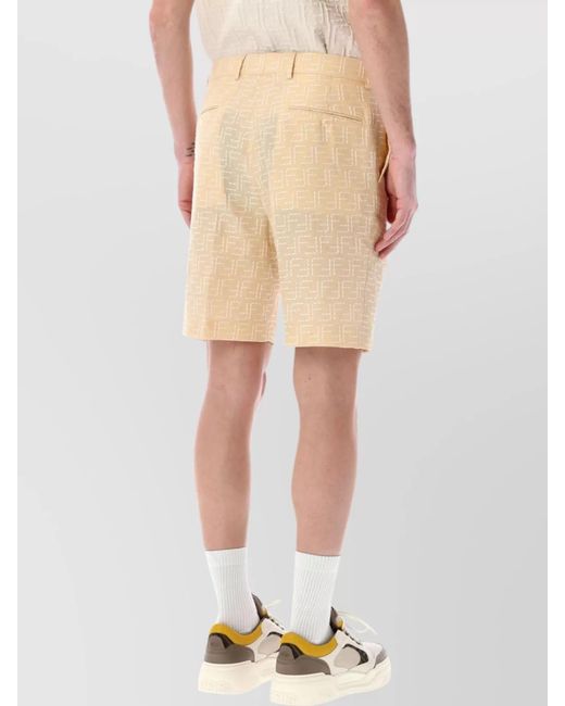 Fendi Natural Linen Blend Jacquard Bermuda Shorts for men