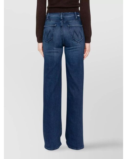 Mother Blue Denim High-Rise Wide-Leg Jeans