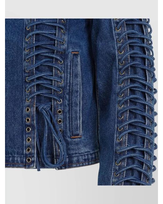 Jean Paul Gaultier Blue Corset Denim Jacket Lace Up Design