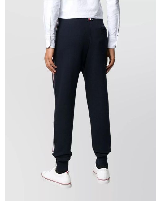 Thom Browne Blue Cotton Tapered Cropped Track Pants for men