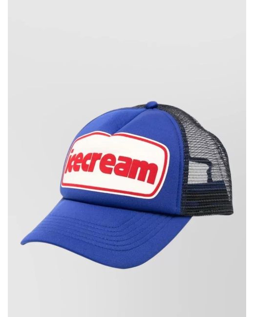 ICECREAM Blue Logo Baseball Hat Adjustable Strap Mesh for men