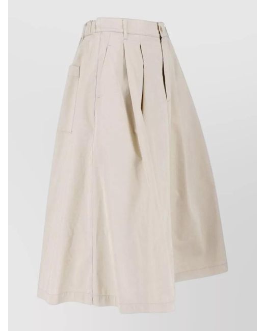 Aspesi Natural Midi Skirt Knee Length Pleated Buttons Pocket