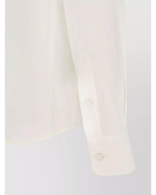 Gucci White Structured Collar Long Sleeve Top