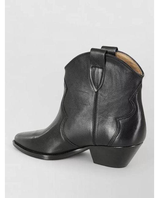 Isabel Marant Black Dewina Western Ankle Boots Pointed Toe