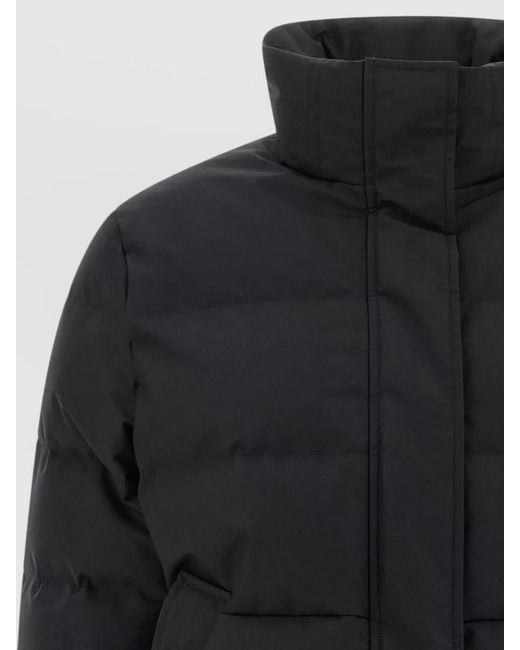 McQueen Blue Short Down Jacket High Collar Quilting
