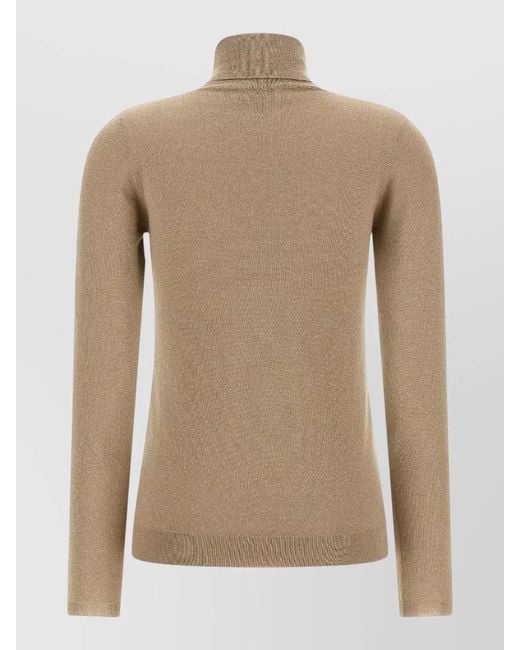 Brunello Cucinelli Natural Turtleneck Sweater Cashmere Silk Sparkle