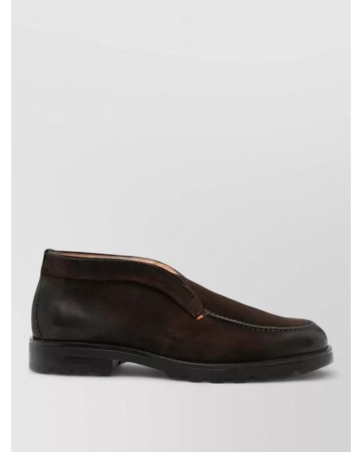 Santoni Black Leather Loafers for men