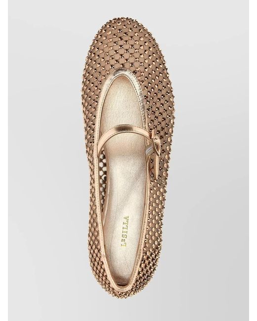 Le Silla Multicolor Embellished Mesh Ballerina Shoes