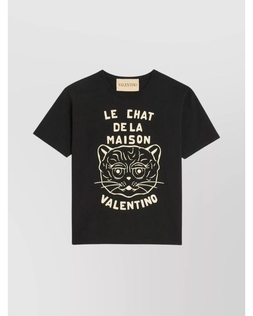 Valentino Garavani Black Cotton Printed Crew-Neck T-Shirt for men