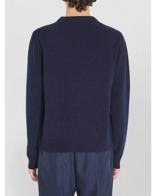 Gucci Blue Wool Ribbed Regular-Fit Crew-Neck Sweater for men