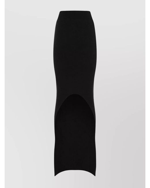 Rick Owens Black Alpaca Ribbed High-Rise Knitted Fitted Skirt