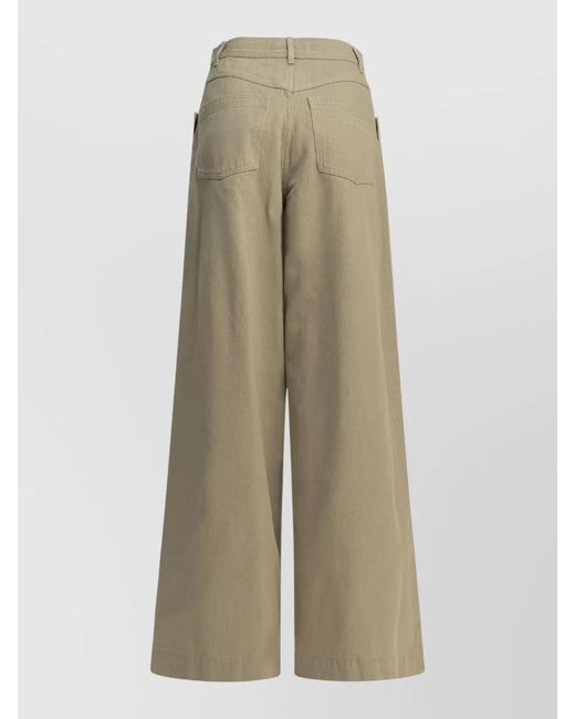 Max Mara Natural Wide Leg Trousers Belt Loops Pockets