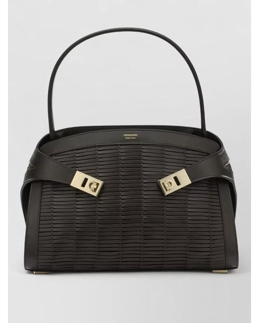 Ferragamo Black Medium Soft Bag Leather Shoulder Bag