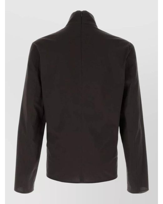 Gucci Black Stretch Poplin Shirt High Collar Long Sleeves for men